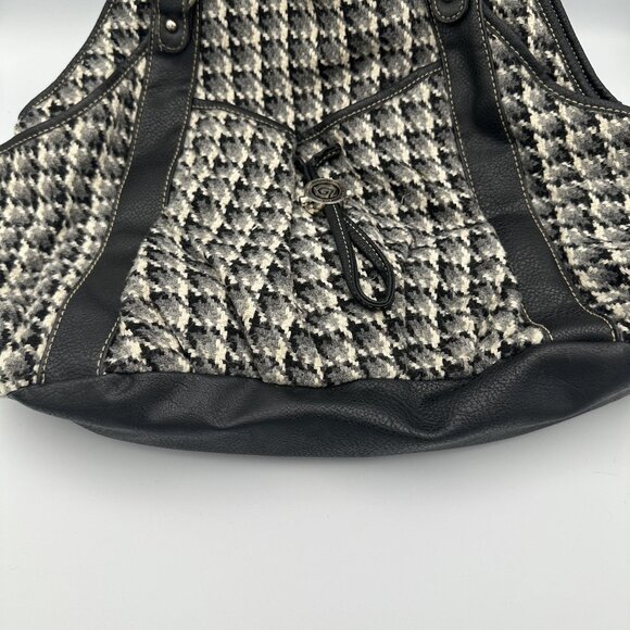 Rosetti Black & White Houndstooth Shoulder Bag With Braided Handles - Picture 2 of 10